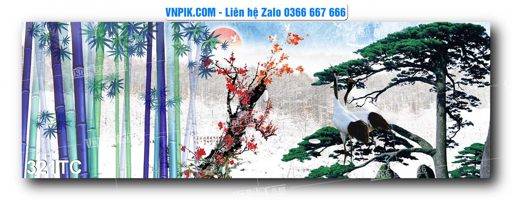 Tranh Treo Tường – Chim Công Hoa Mẫu Đơn 321TC
