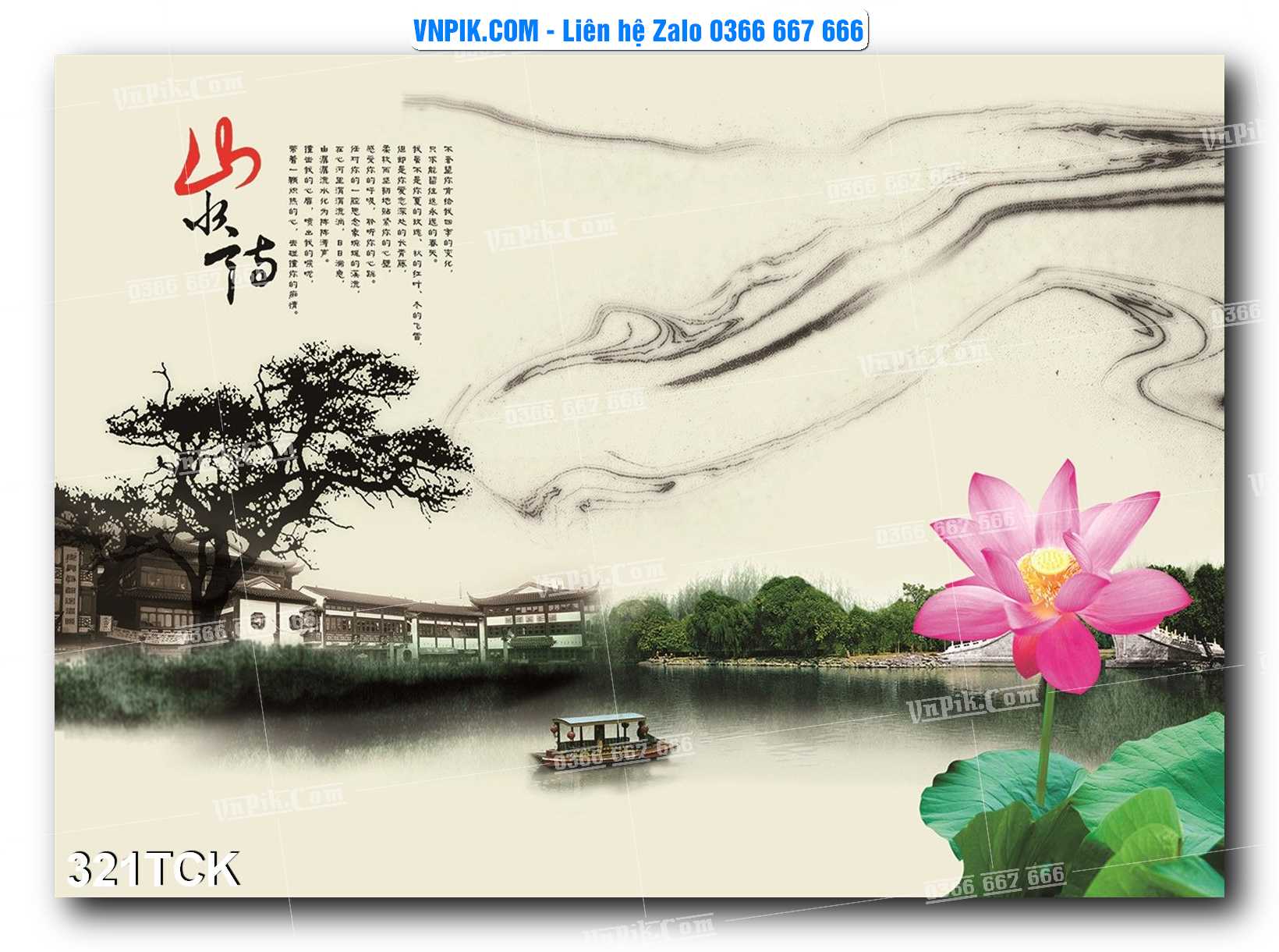 Tranh Hoa Sen – Cá Koi – Cá Chép  321TCK