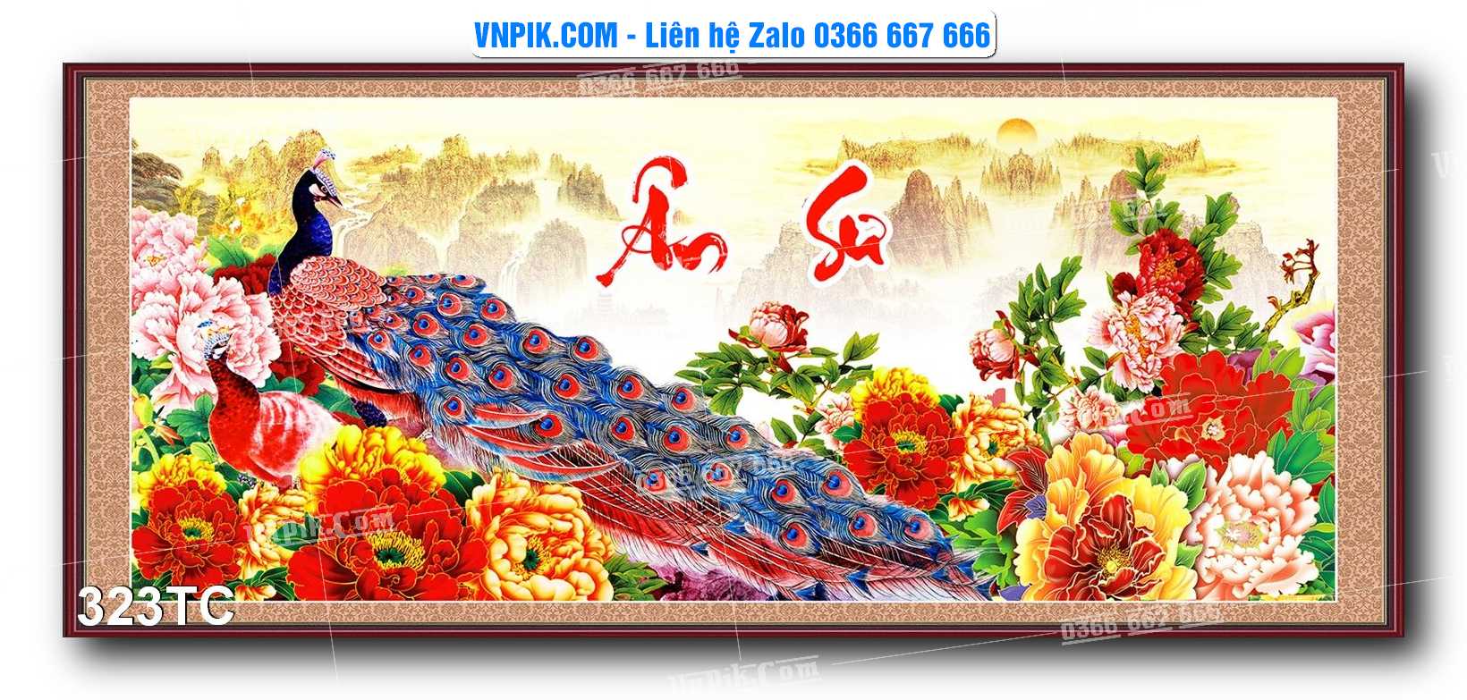Tranh Treo Tường – Chim Công Hoa Mẫu Đơn 323TC