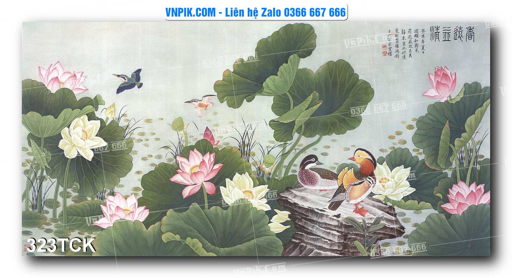 Tranh Hoa Sen – Cá Koi – Cá Chép  323TCK