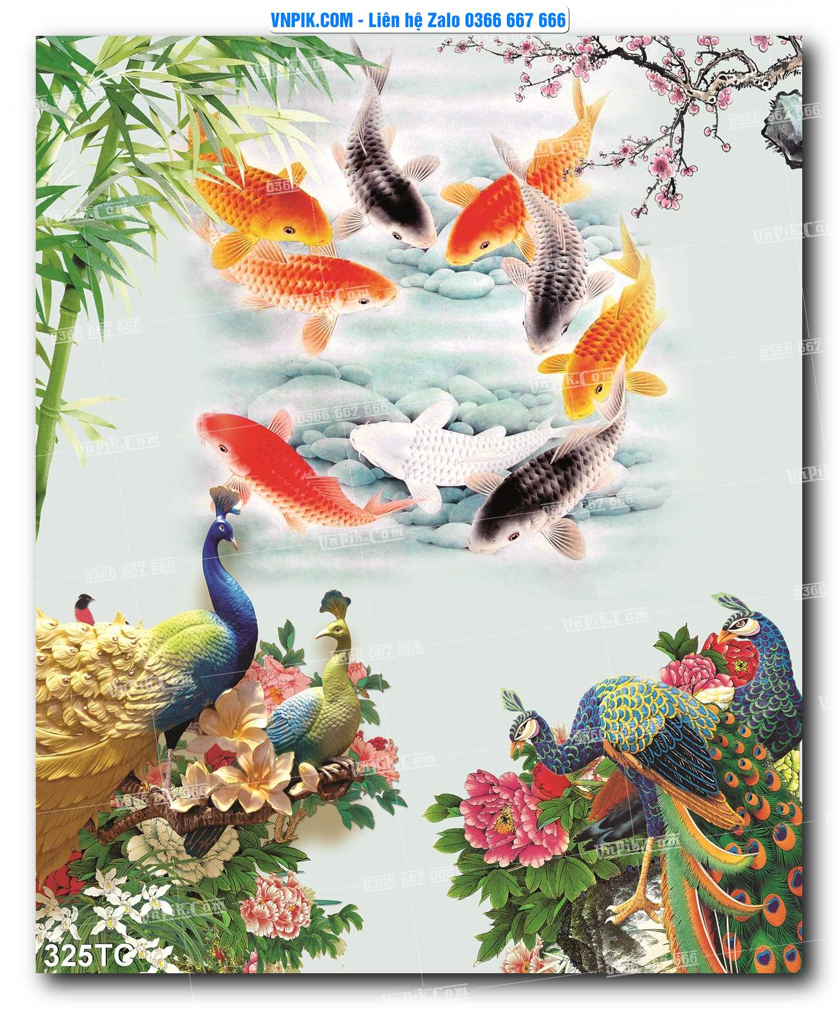 Tranh Treo Tường – Chim Công Hoa Mẫu Đơn 325TC