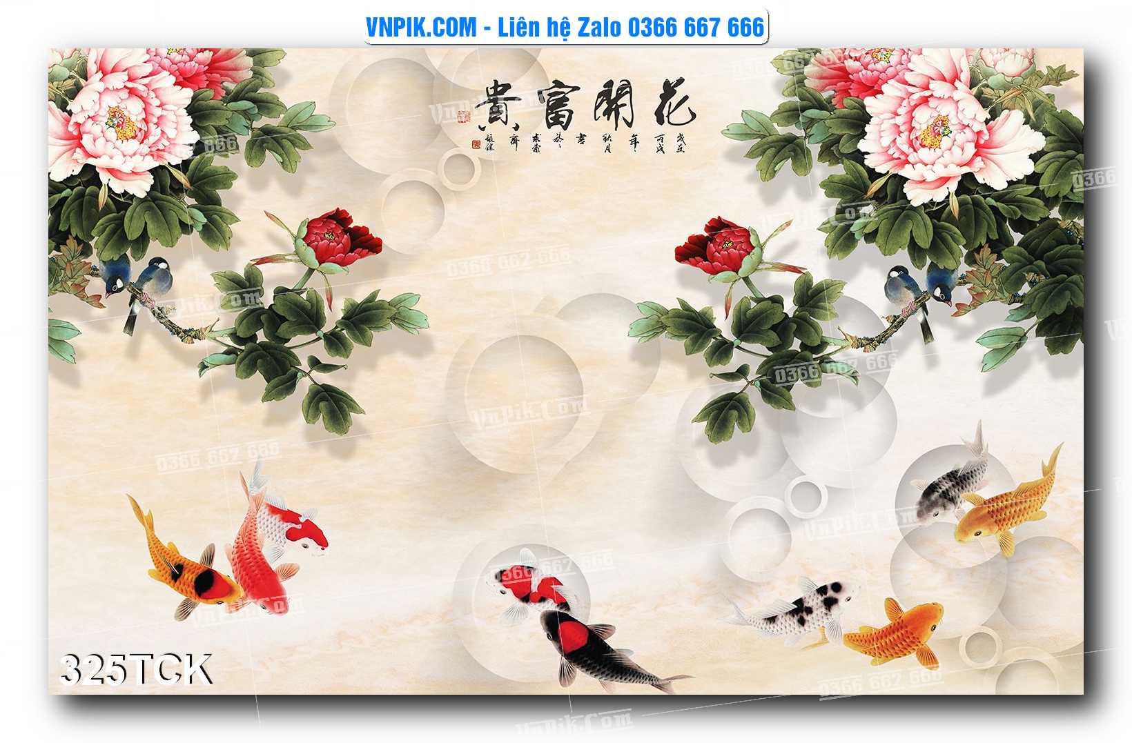 Tranh Hoa Sen – Cá Koi – Cá Chép  325TCK