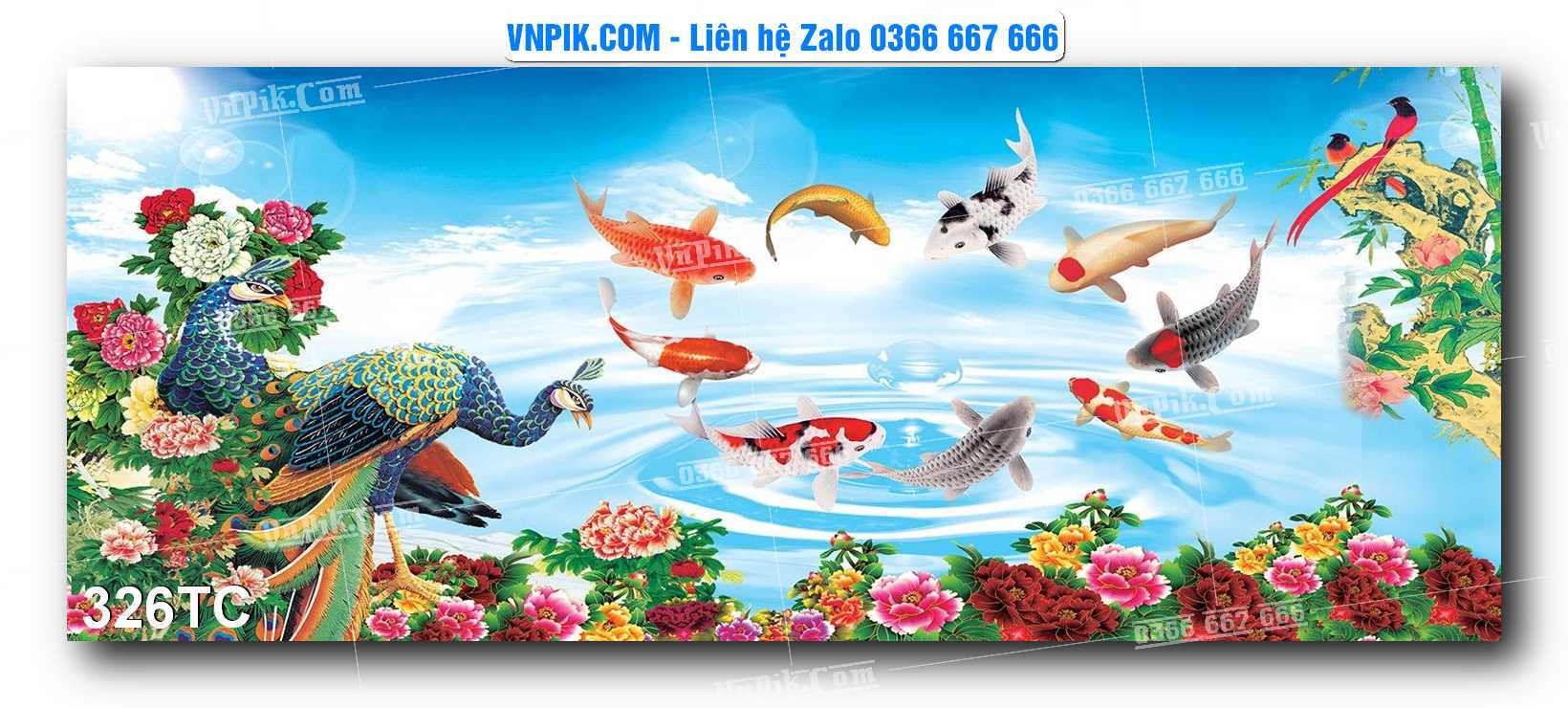 Tranh Treo Tường – Chim Công Hoa Mẫu Đơn 326TC
