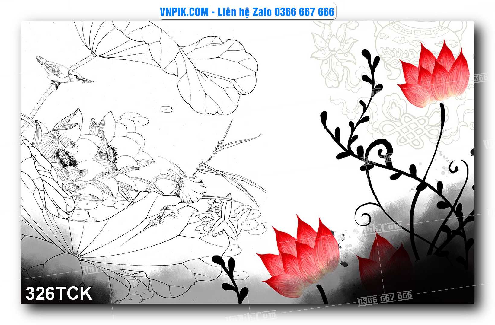 Tranh Hoa Sen – Cá Koi – Cá Chép  326TCK
