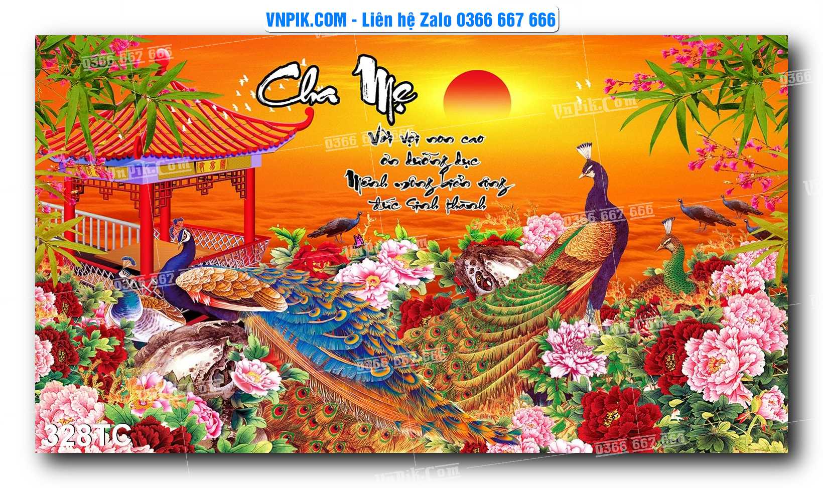Tranh Treo Tường – Chim Công Hoa Mẫu Đơn 328TC