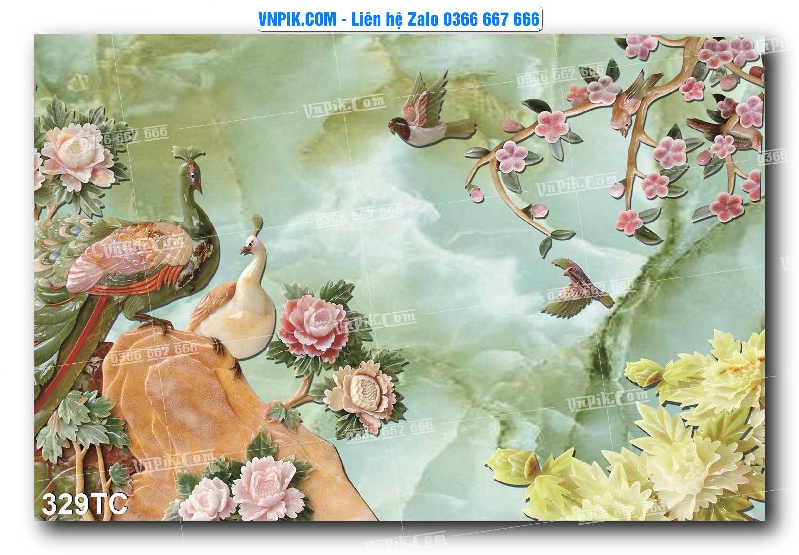 Tranh Treo Tường – Chim Công Hoa Mẫu Đơn 329TC