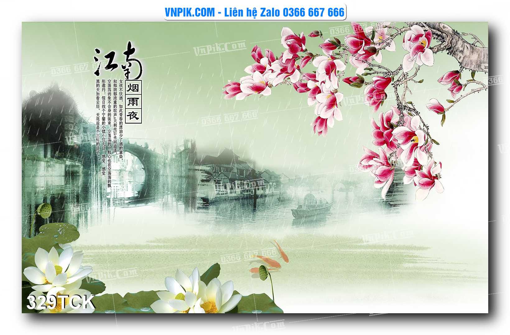 Tranh Hoa Sen – Cá Koi – Cá Chép  329TCK