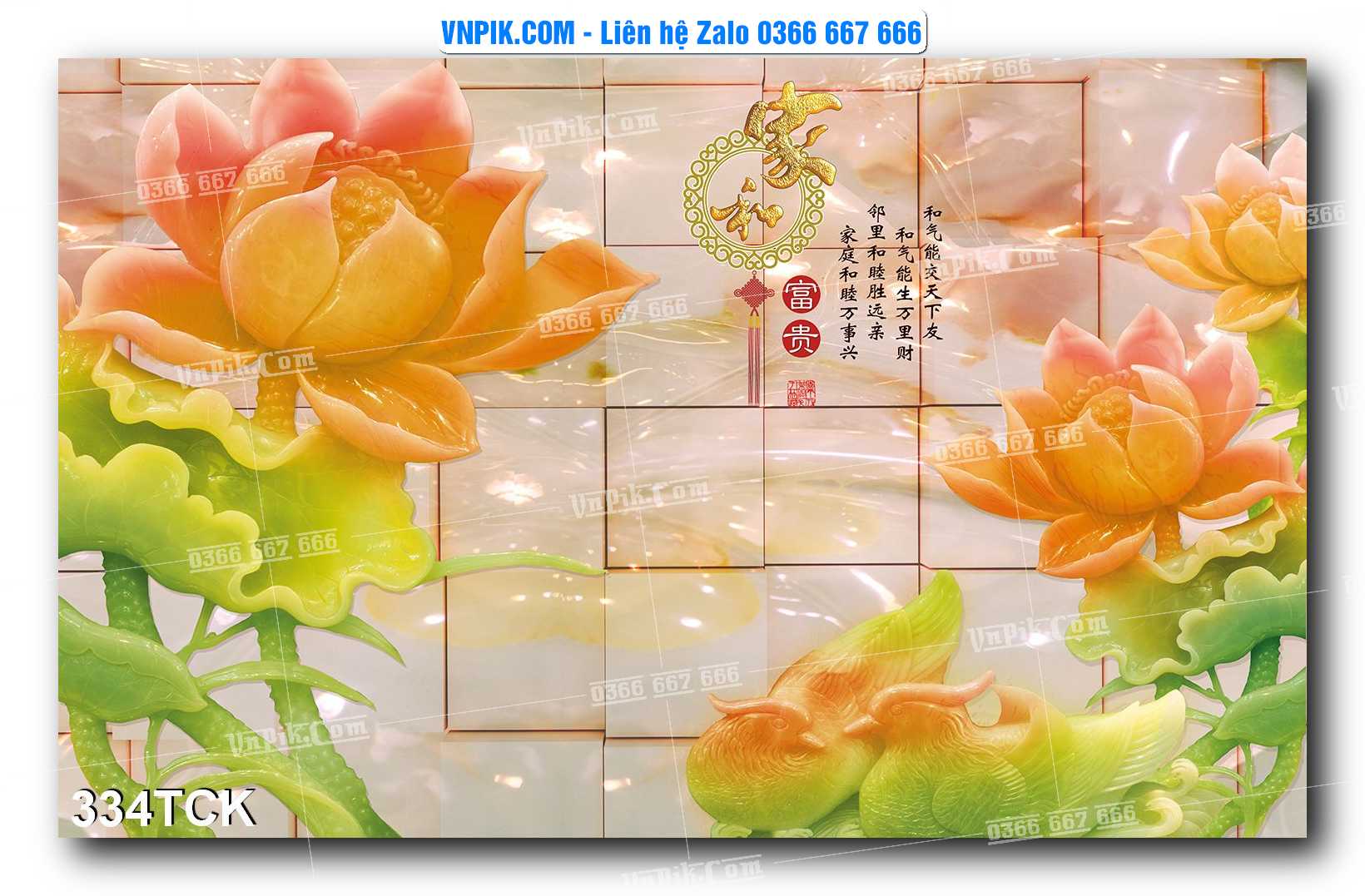 Tranh Hoa Sen – Cá Koi – Cá Chép  334TCK