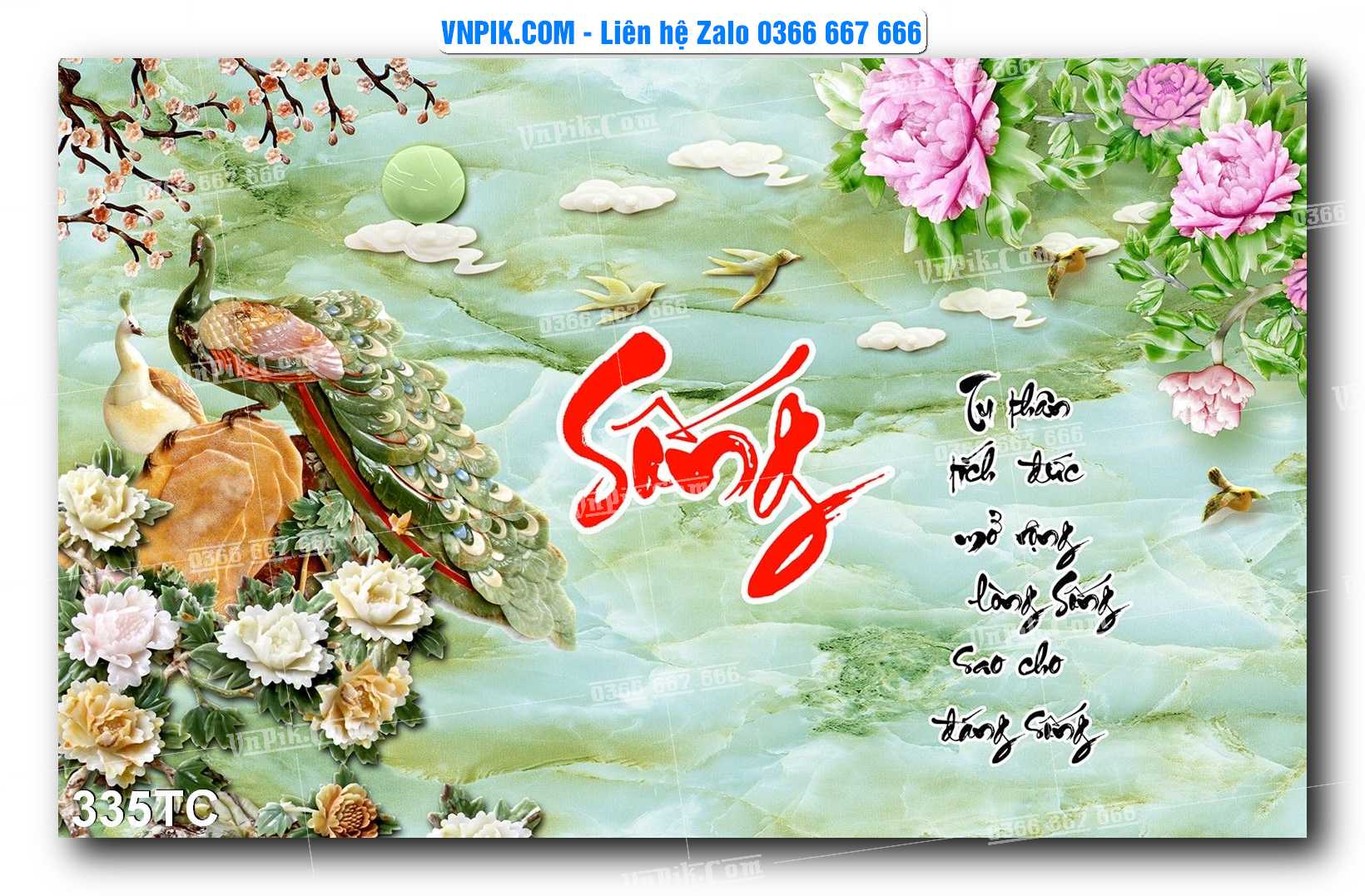 Tranh Treo Tường – Chim Công Hoa Mẫu Đơn 335TC
