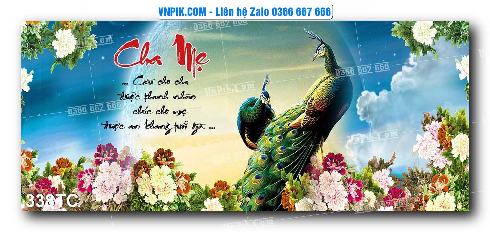 Tranh Treo Tường – Chim Công Hoa Mẫu Đơn 338TC