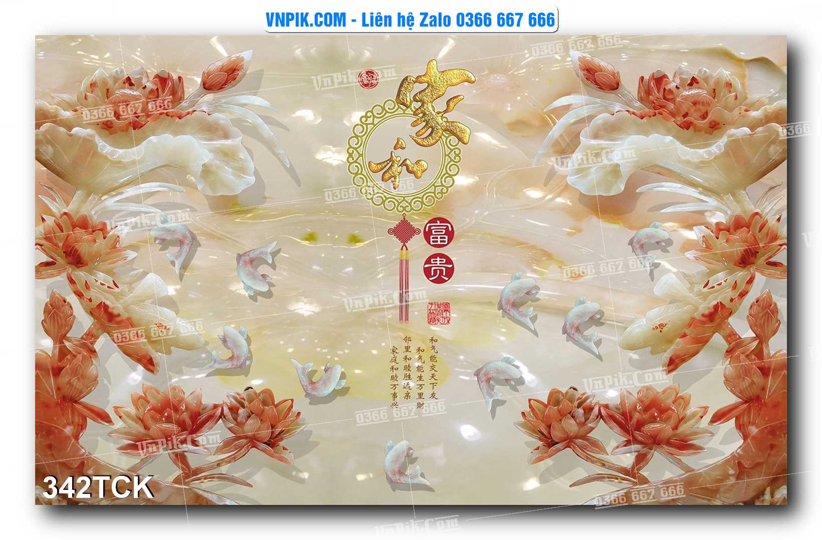Tranh Hoa Sen – Cá Koi – Cá Chép  342TCK