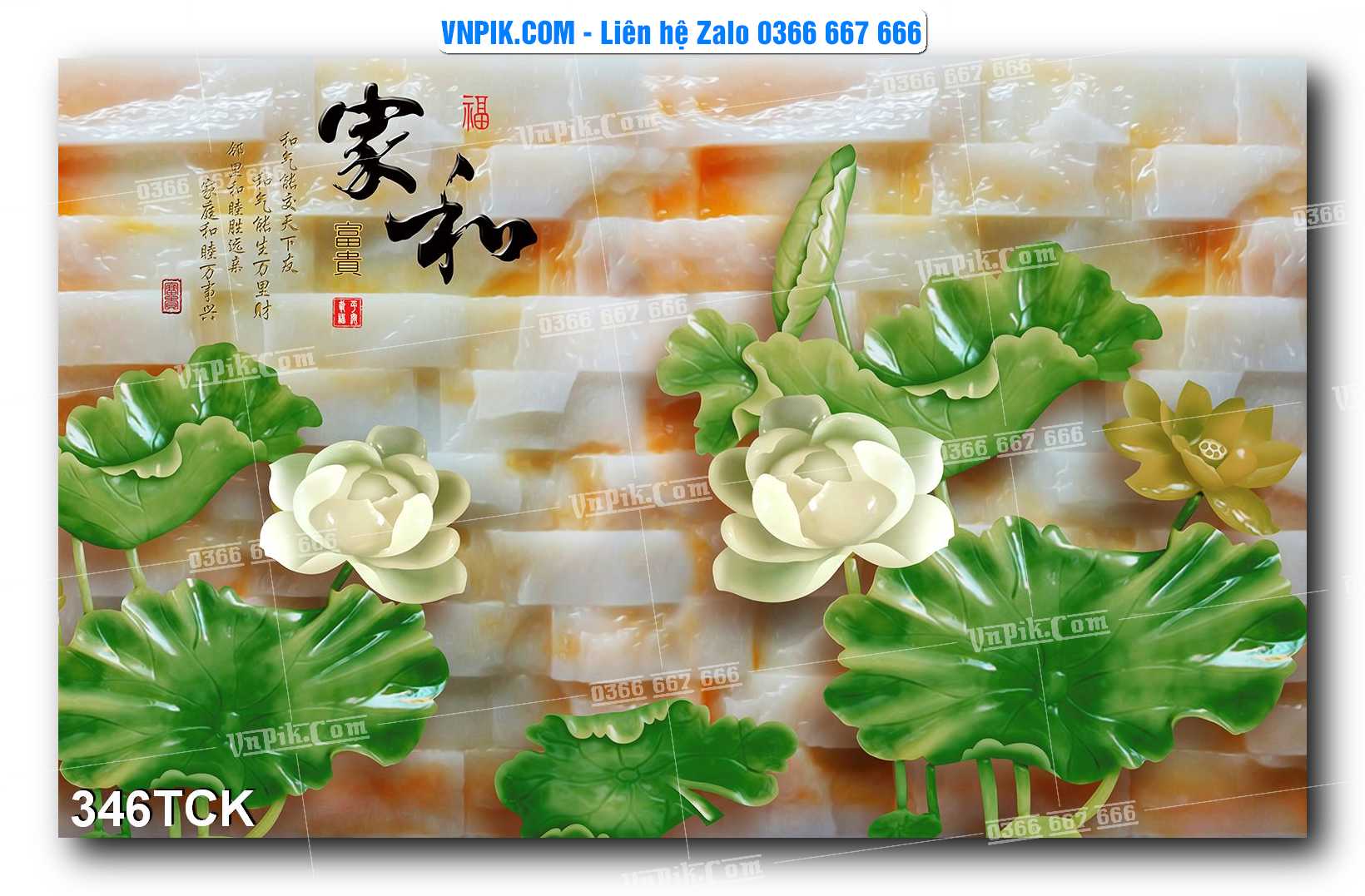 Tranh Hoa Sen – Cá Koi – Cá Chép  346TCK