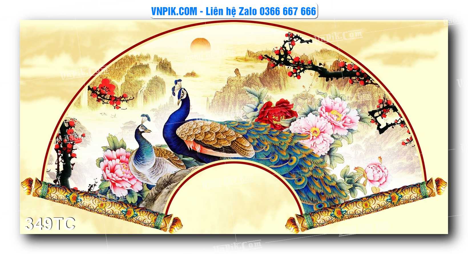 Tranh Treo Tường – Chim Công Hoa Mẫu Đơn 349TC