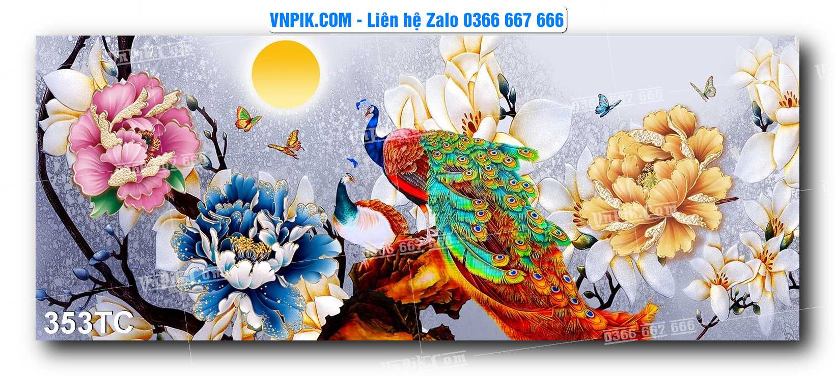 Tranh Treo Tường – Chim Công Hoa Mẫu Đơn 353TC