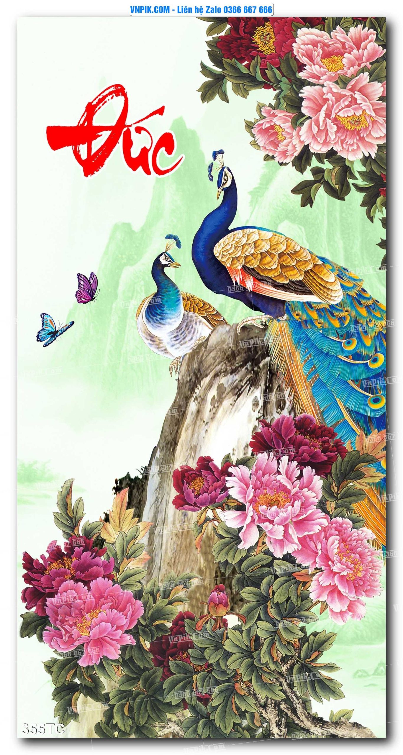Tranh Treo Tường – Chim Công Hoa Mẫu Đơn 355TC