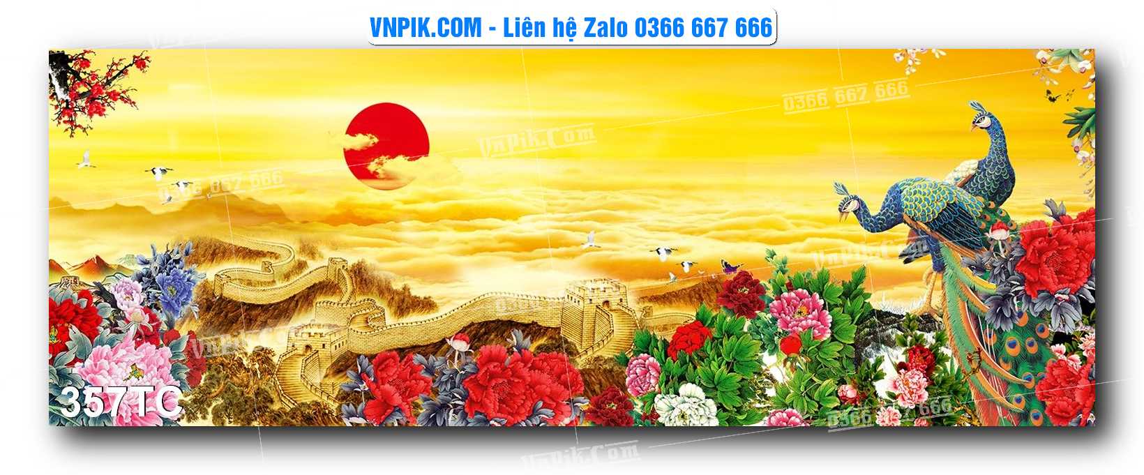 Tranh Treo Tường – Chim Công Hoa Mẫu Đơn 357TC