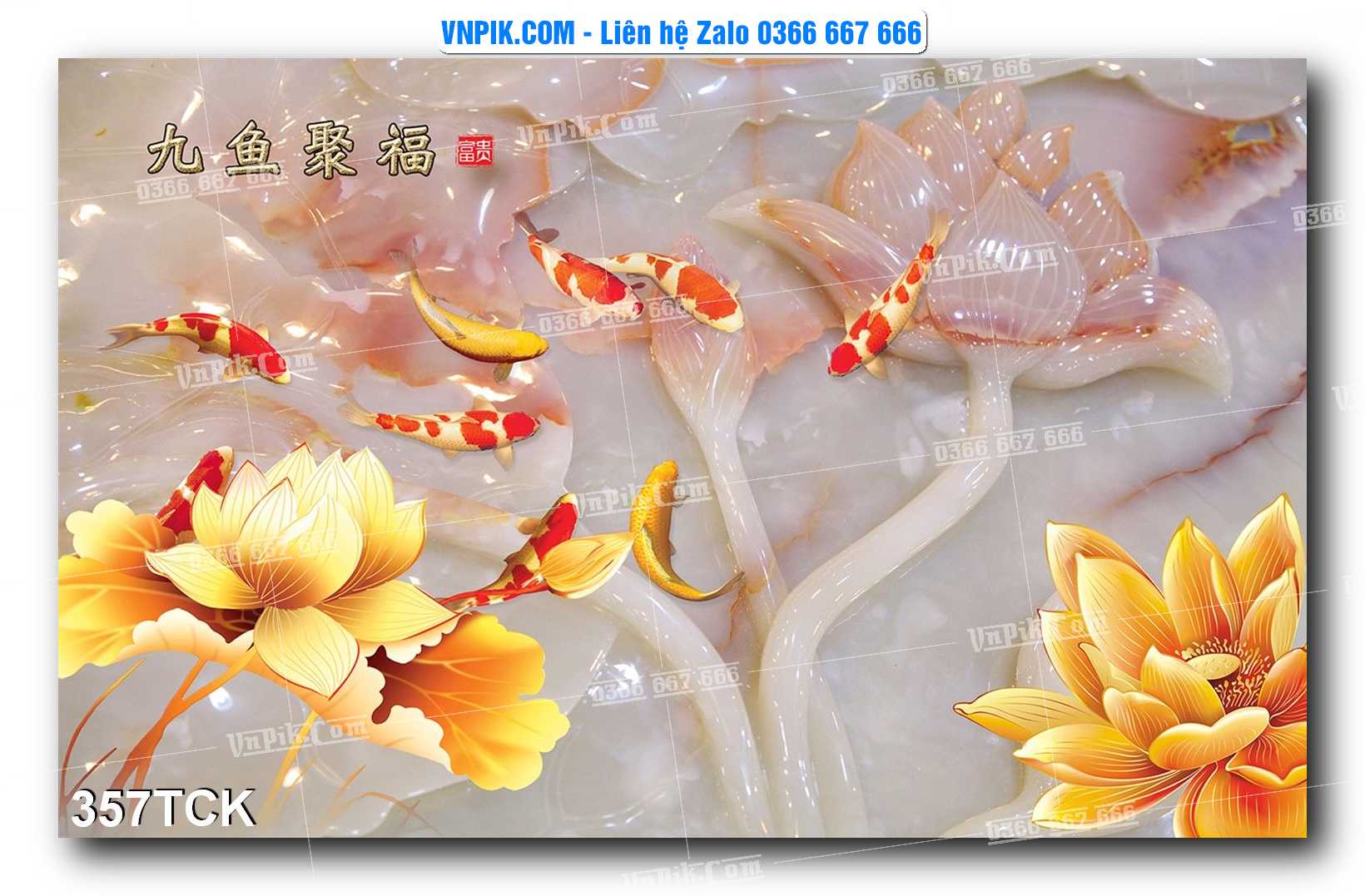 Tranh Hoa Sen – Cá Koi – Cá Chép  357TCK