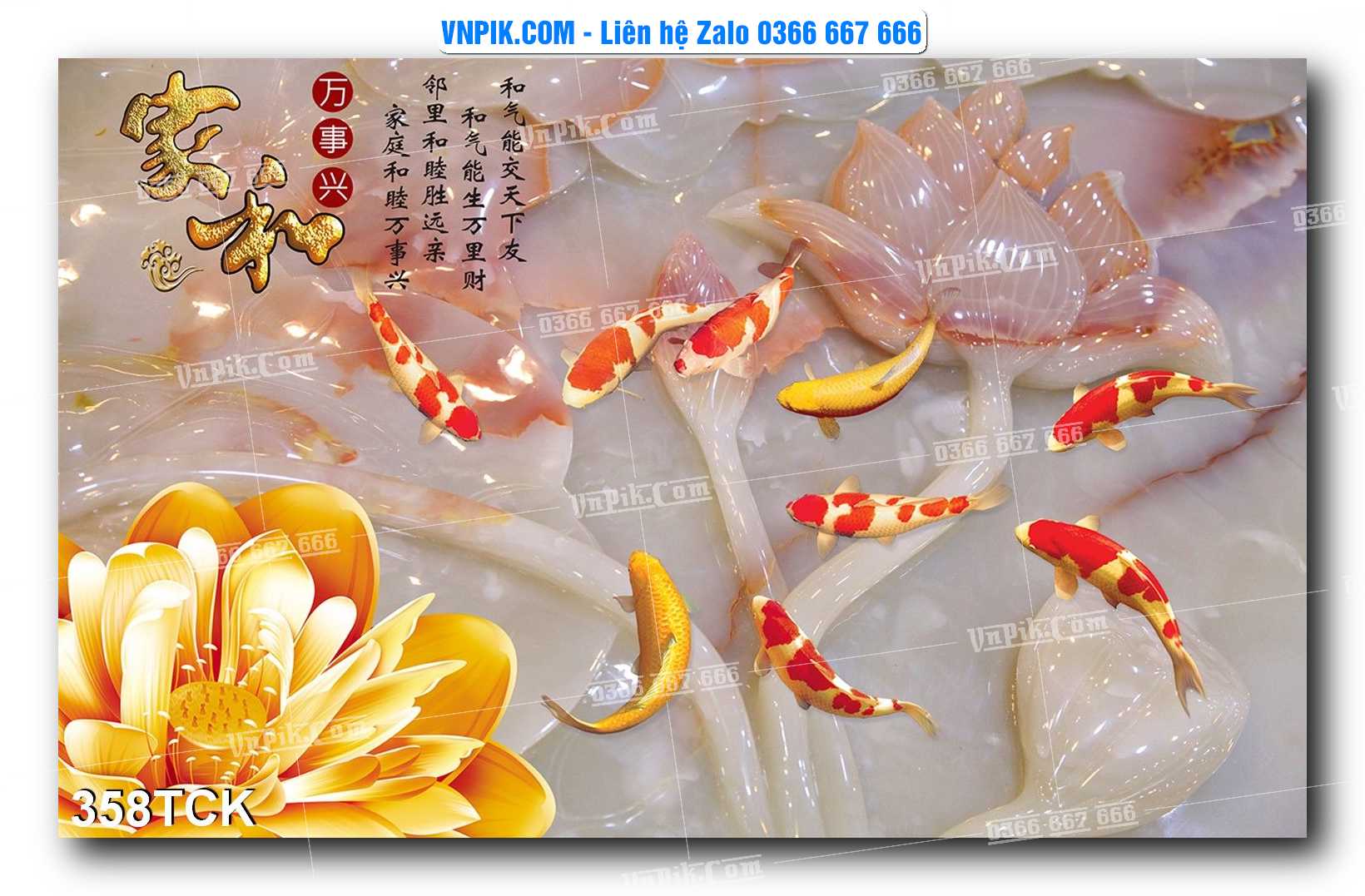 Tranh Hoa Sen – Cá Koi – Cá Chép  358TCK