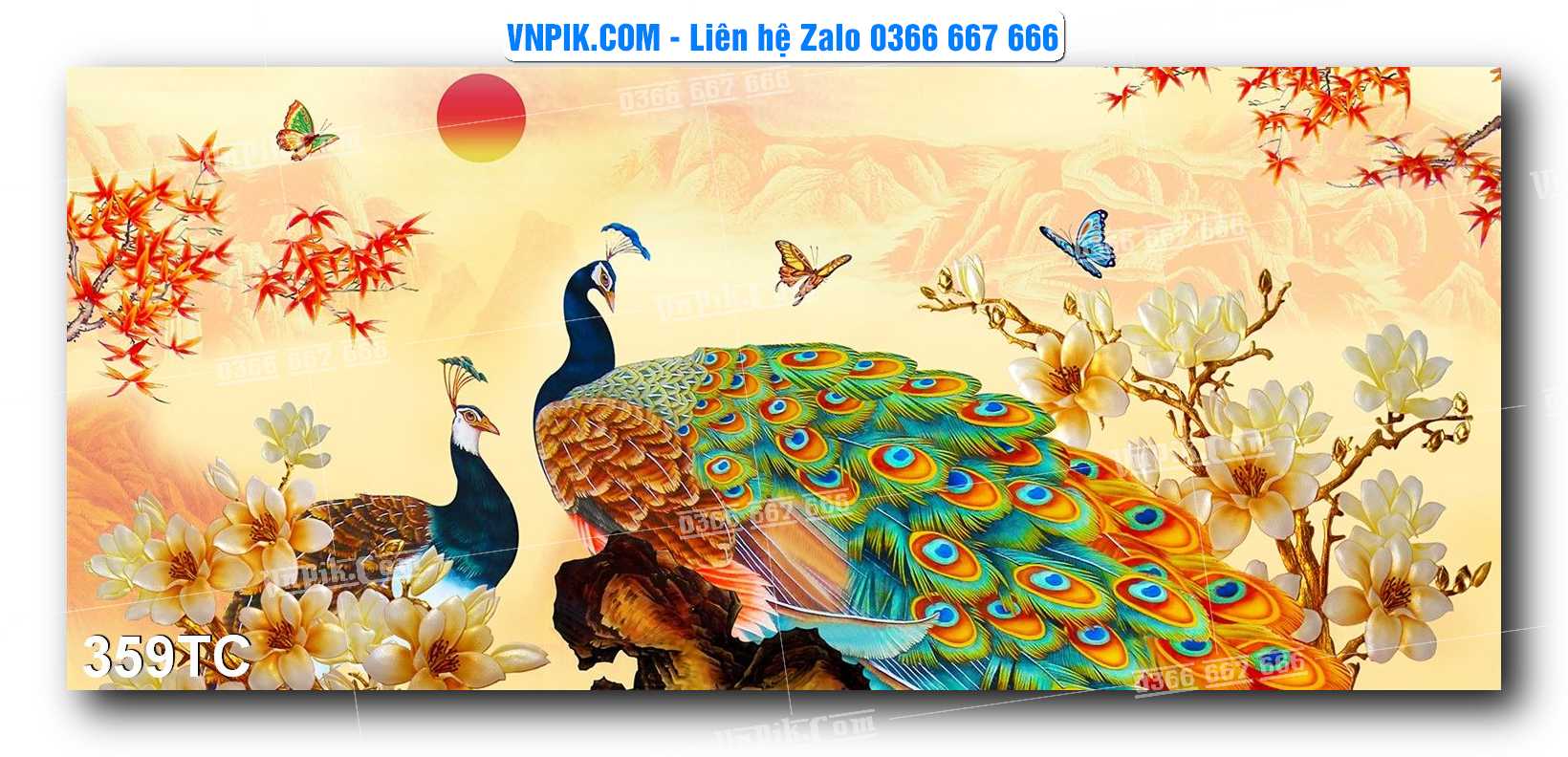Tranh Treo Tường – Chim Công Hoa Mẫu Đơn 359TC
