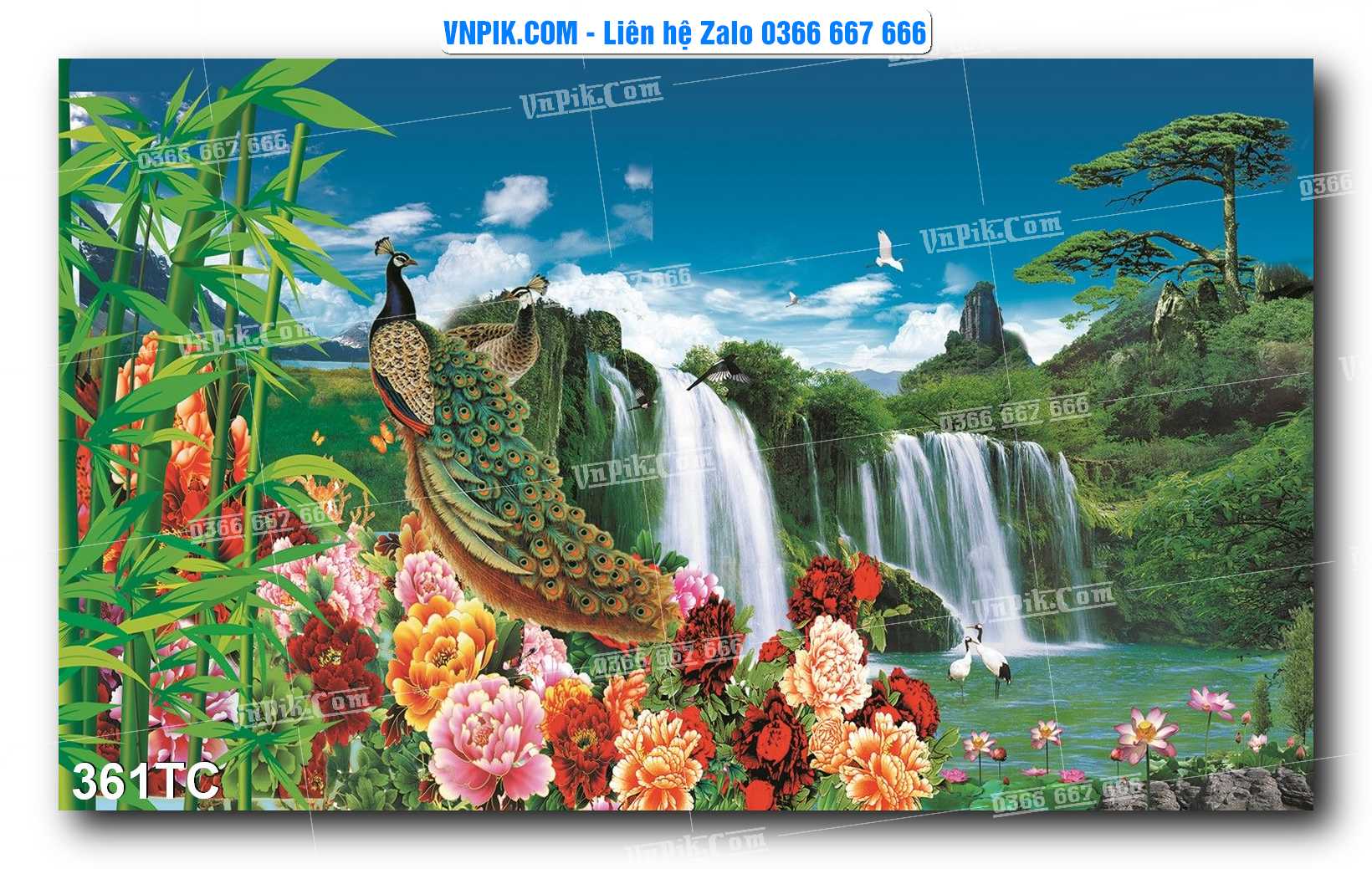 Tranh Treo Tường – Chim Công Hoa Mẫu Đơn 361TC