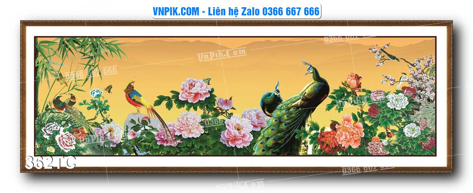 Tranh Treo Tường – Chim Công Hoa Mẫu Đơn 362TC