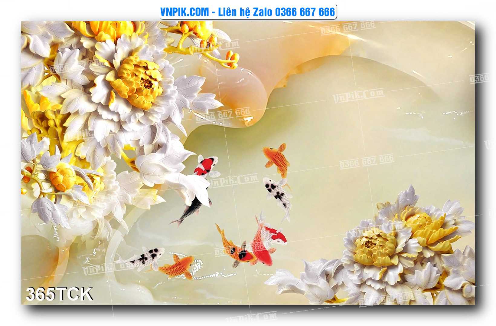 Tranh Hoa Sen – Cá Koi – Cá Chép  365TCK