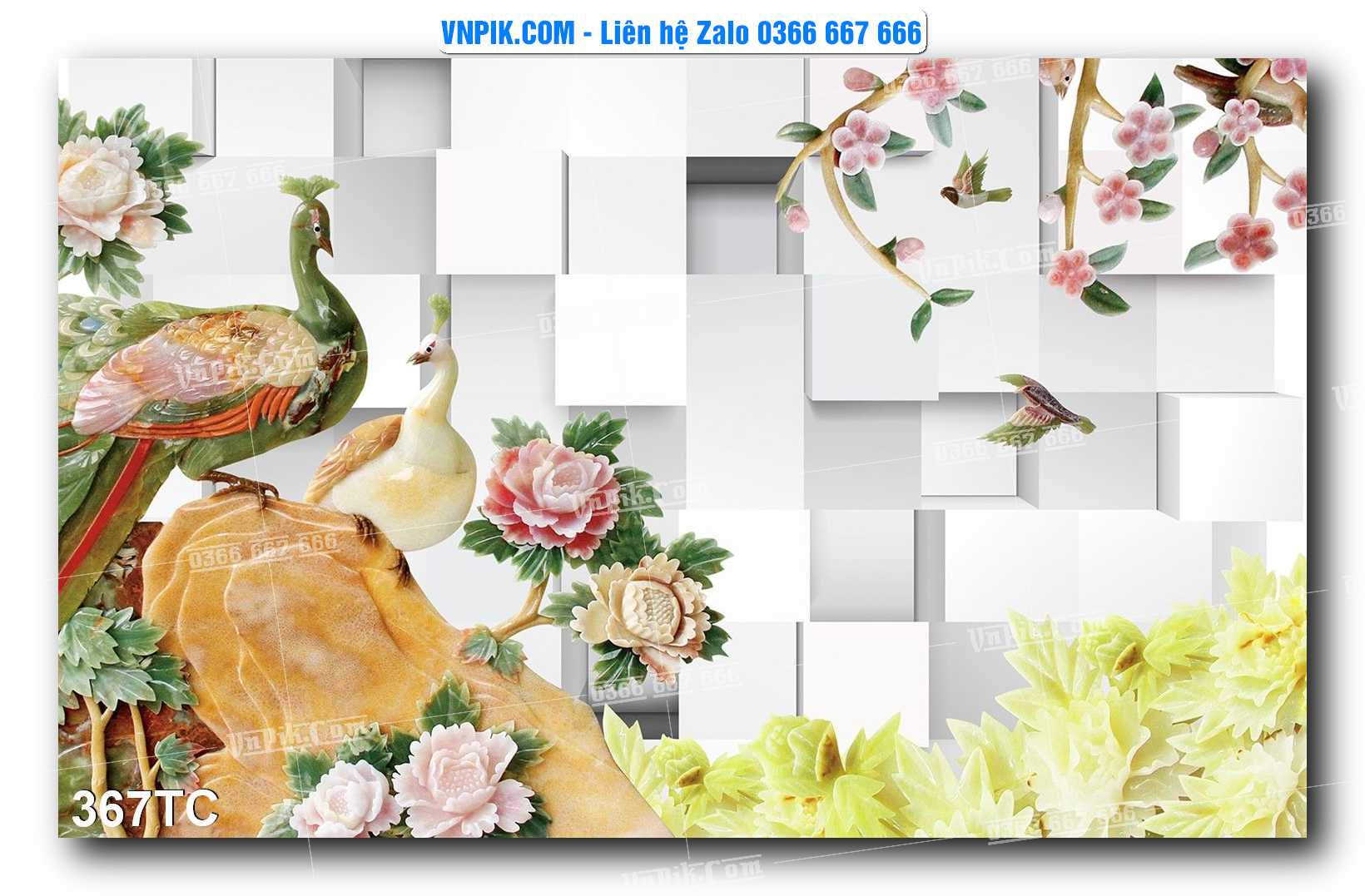 Tranh Treo Tường – Chim Công Hoa Mẫu Đơn 367TC