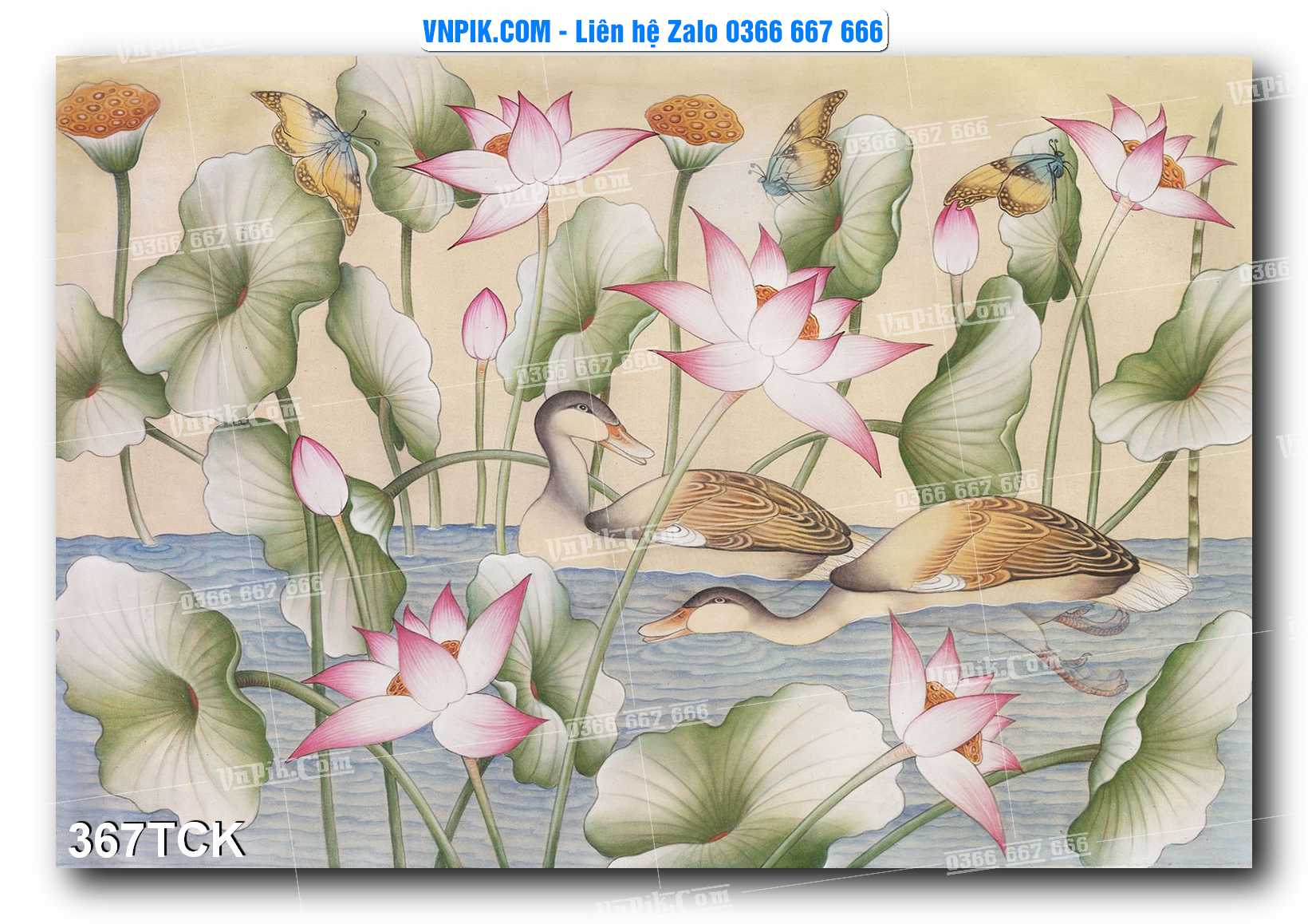 Tranh Hoa Sen – Cá Koi – Cá Chép  367TCK