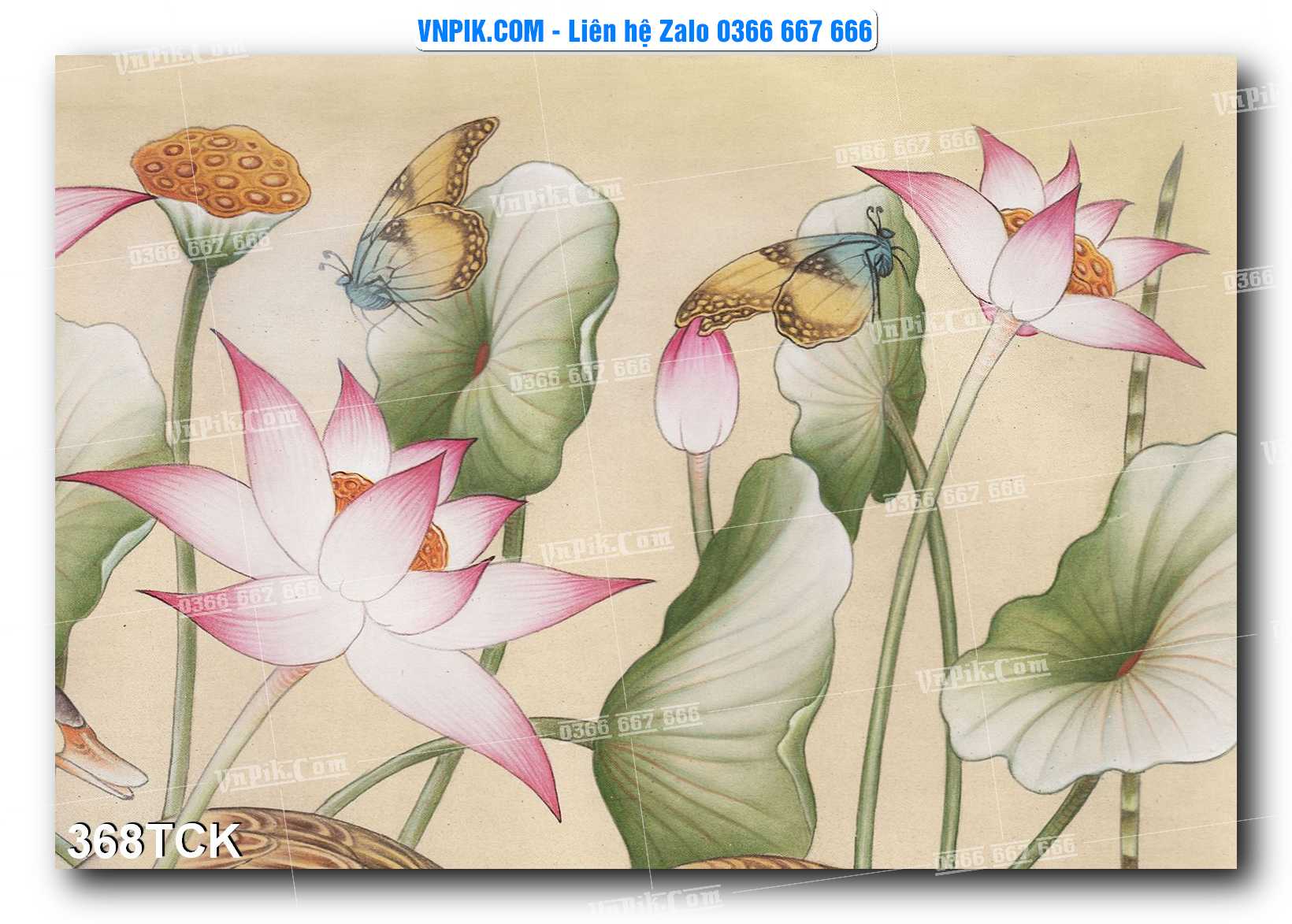 Tranh Hoa Sen – Cá Koi – Cá Chép  368TCK