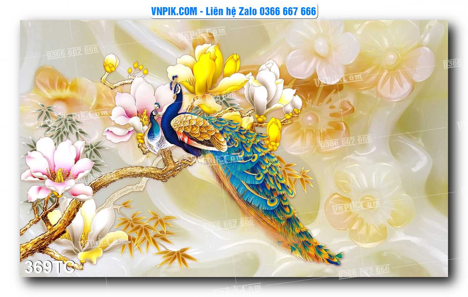 Tranh Treo Tường – Chim Công Hoa Mẫu Đơn 369TC