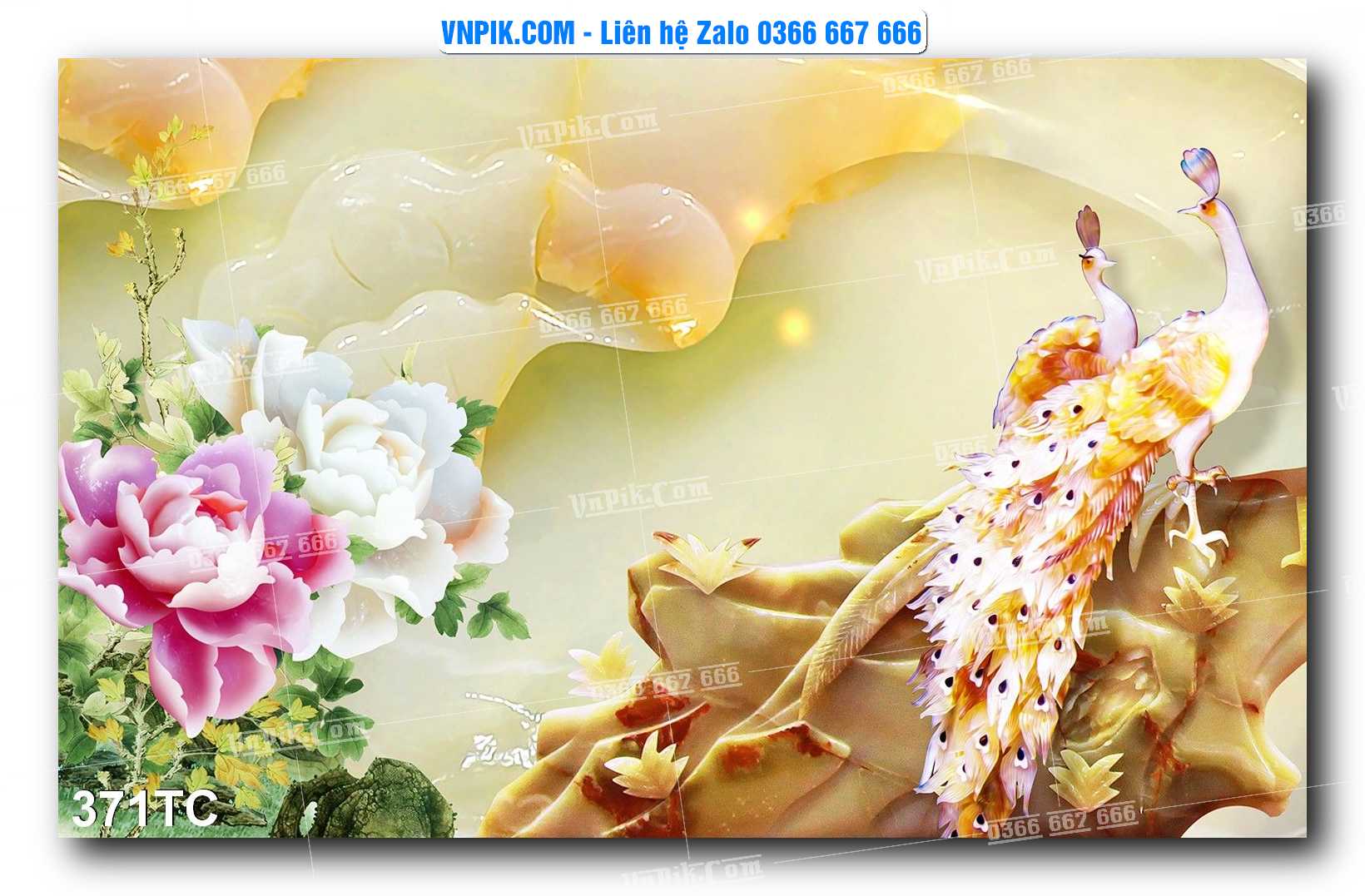 Tranh Treo Tường – Chim Công Hoa Mẫu Đơn 371TC