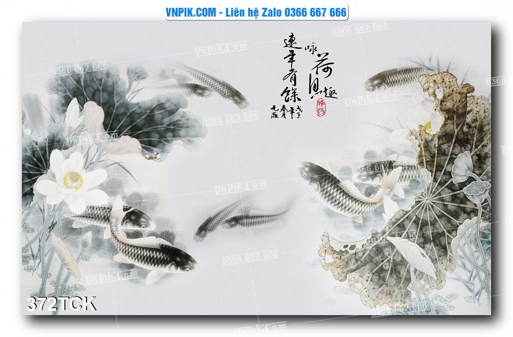 Tranh Hoa Sen – Cá Koi – Cá Chép  372TCK
