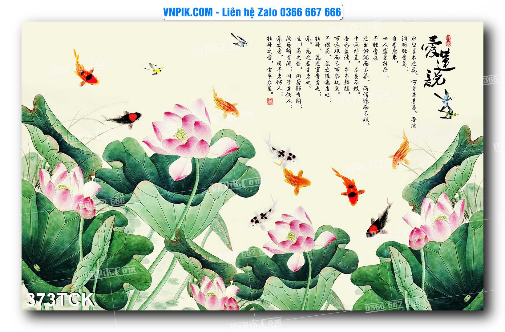 Tranh Hoa Sen – Cá Koi – Cá Chép  373TCK