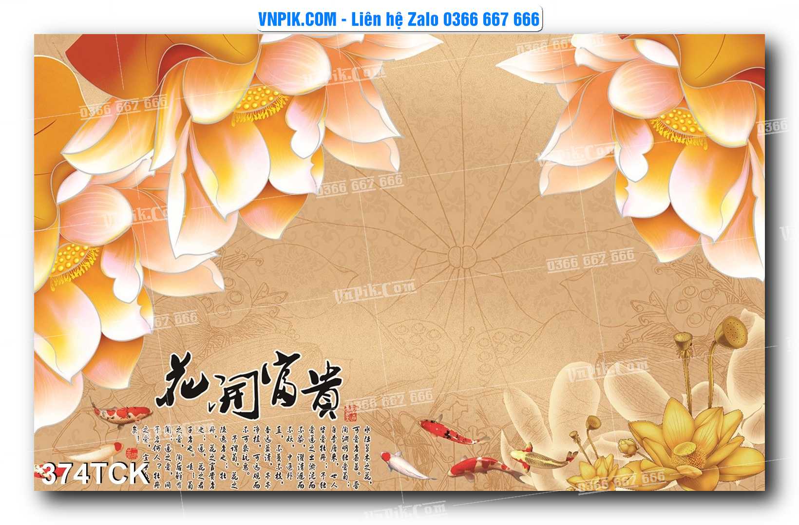 Tranh Hoa Sen – Cá Koi – Cá Chép  374TCK