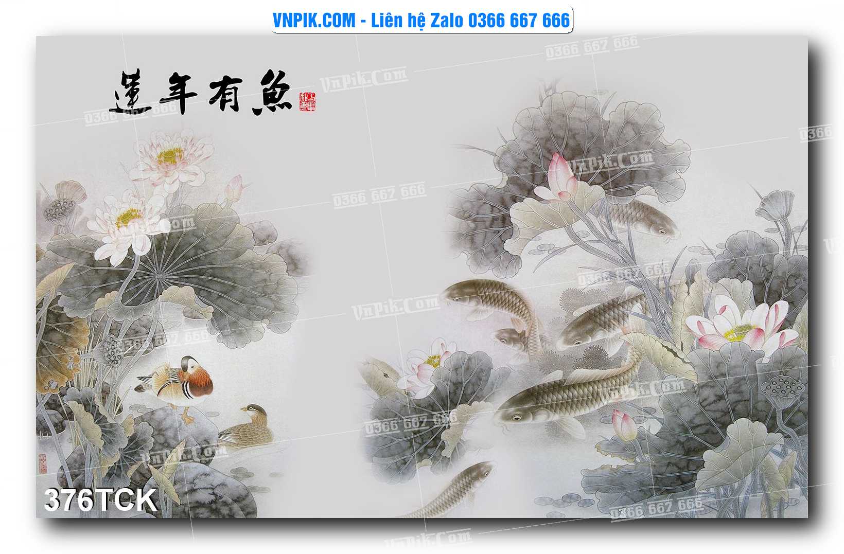 Tranh Hoa Sen – Cá Koi – Cá Chép  376TCK