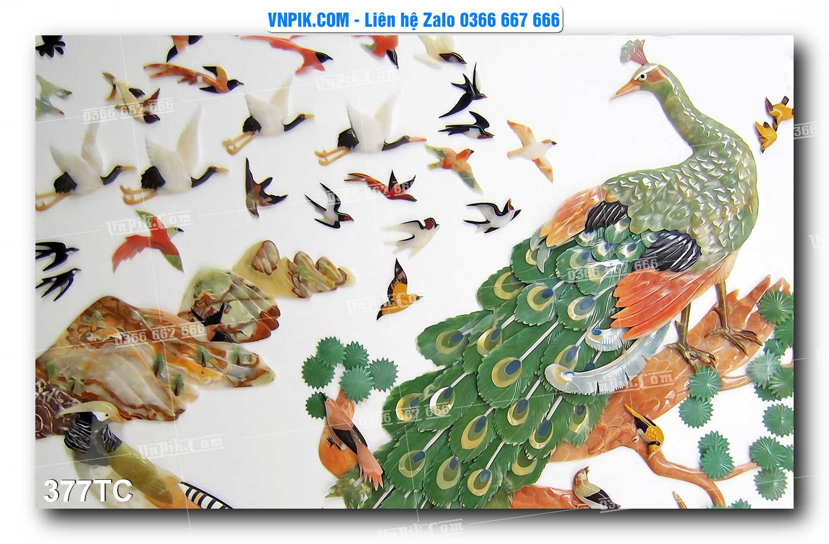 Tranh Treo Tường – Chim Công Hoa Mẫu Đơn 377TC