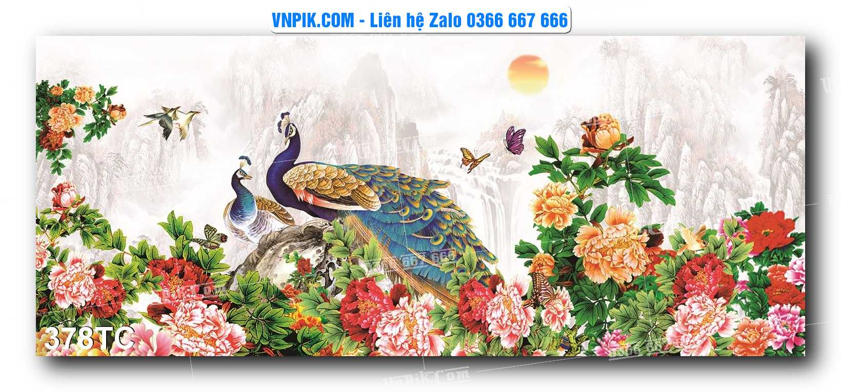 Tranh Treo Tường – Chim Công Hoa Mẫu Đơn 378TC