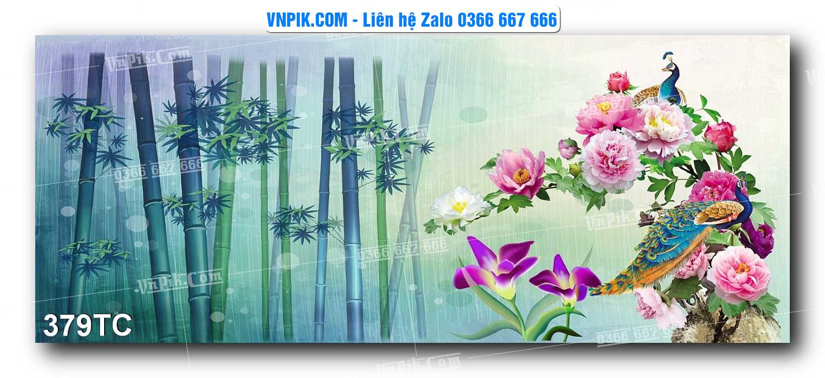 Tranh Treo Tường – Chim Công Hoa Mẫu Đơn 379TC