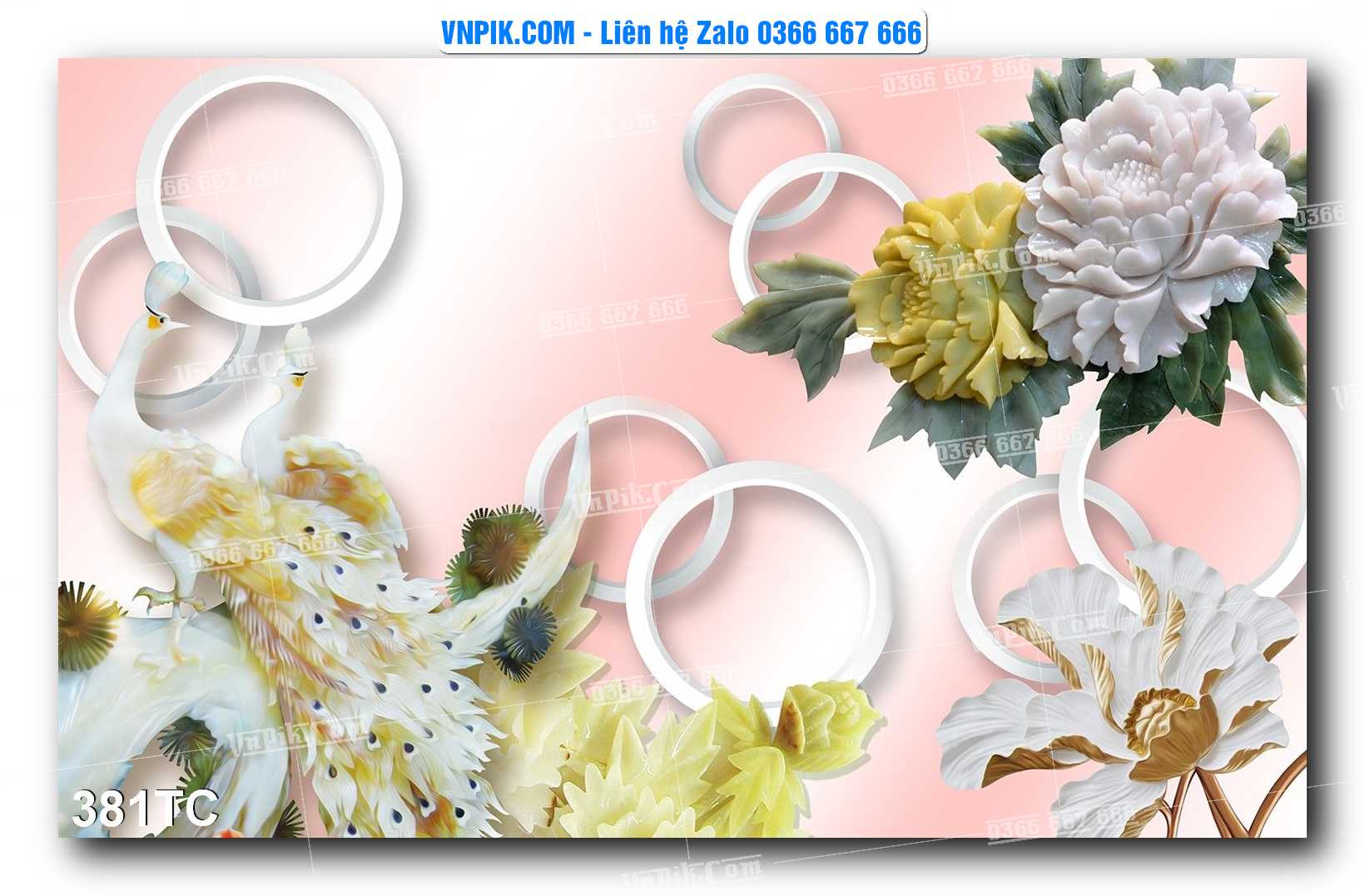 Tranh Treo Tường – Chim Công Hoa Mẫu Đơn 381TC