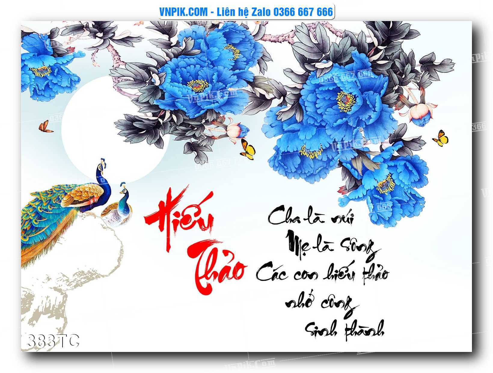 Tranh Treo Tường – Chim Công Hoa Mẫu Đơn 383TC