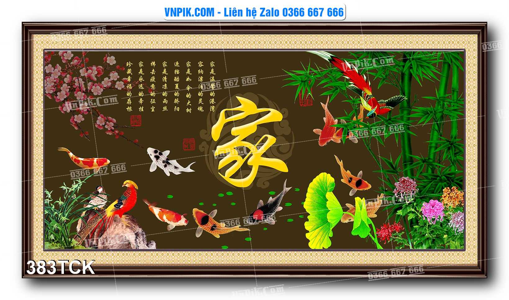 Tranh Hoa Sen – Cá Koi – Cá Chép  383TCK