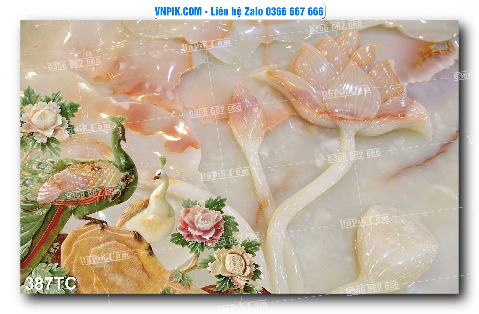 Tranh Treo Tường – Chim Công Hoa Mẫu Đơn 387TC