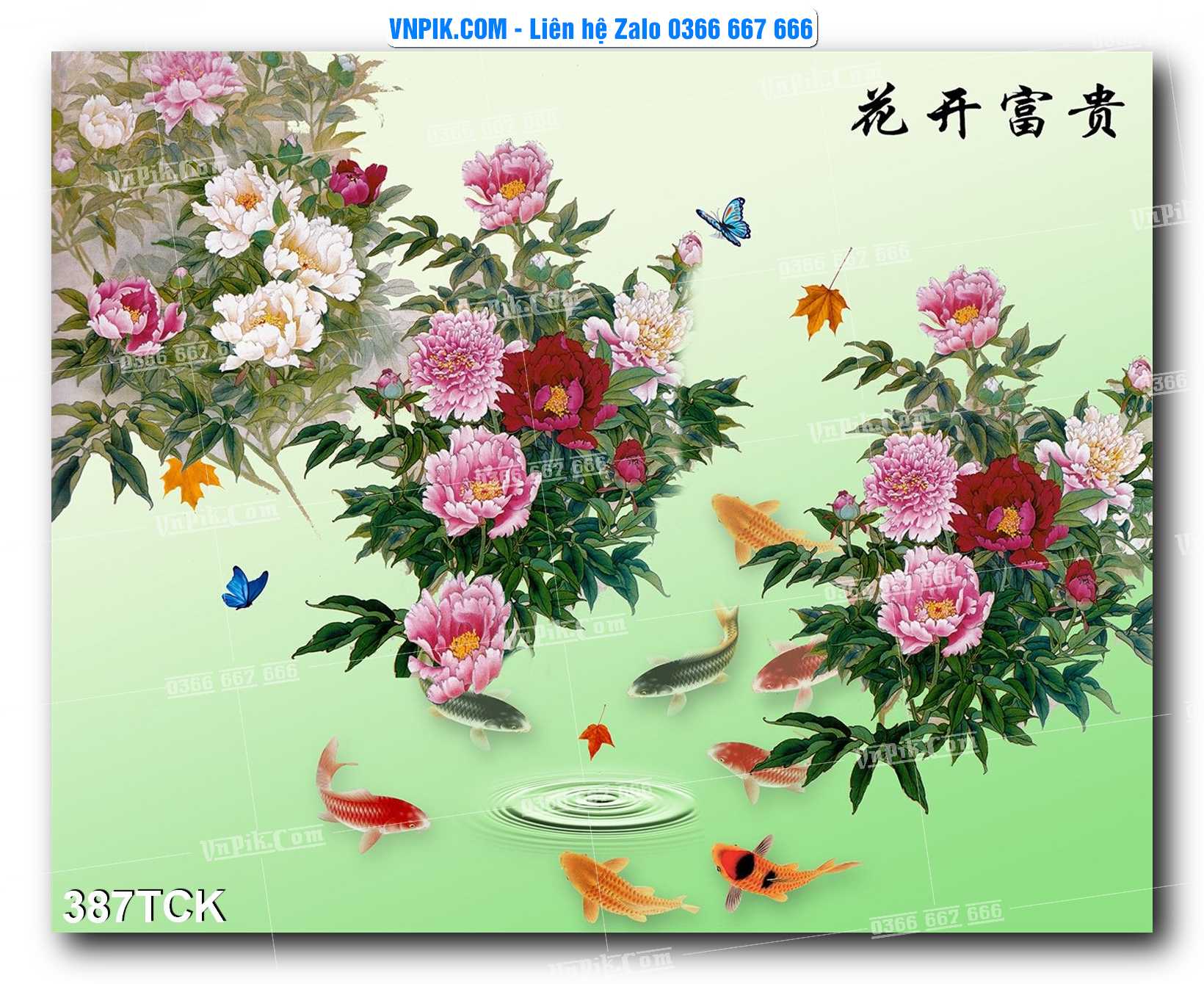 Tranh Hoa Sen – Cá Koi – Cá Chép  387TCK