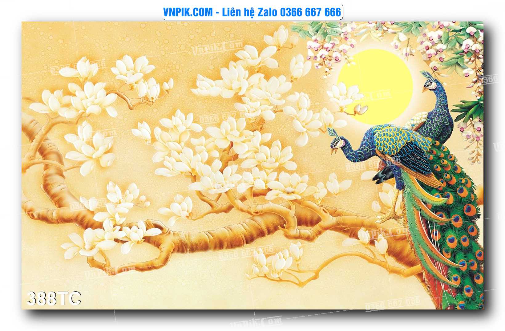 Tranh Treo Tường – Chim Công Hoa Mẫu Đơn 388TC