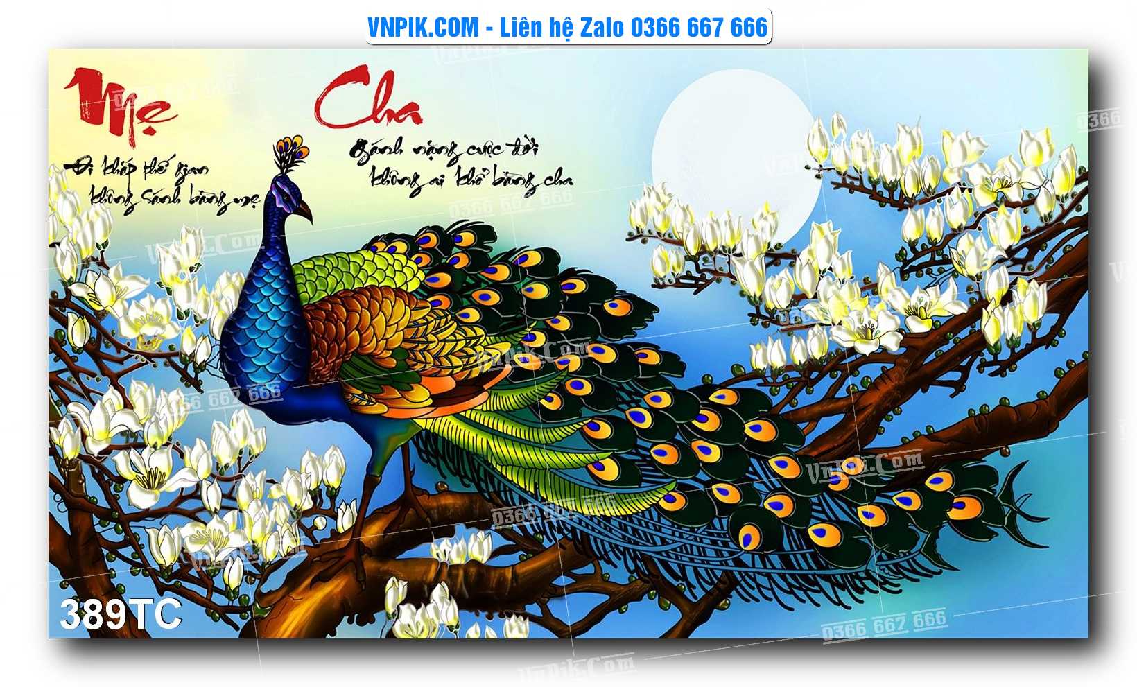 Tranh Treo Tường – Chim Công Hoa Mẫu Đơn 389TC