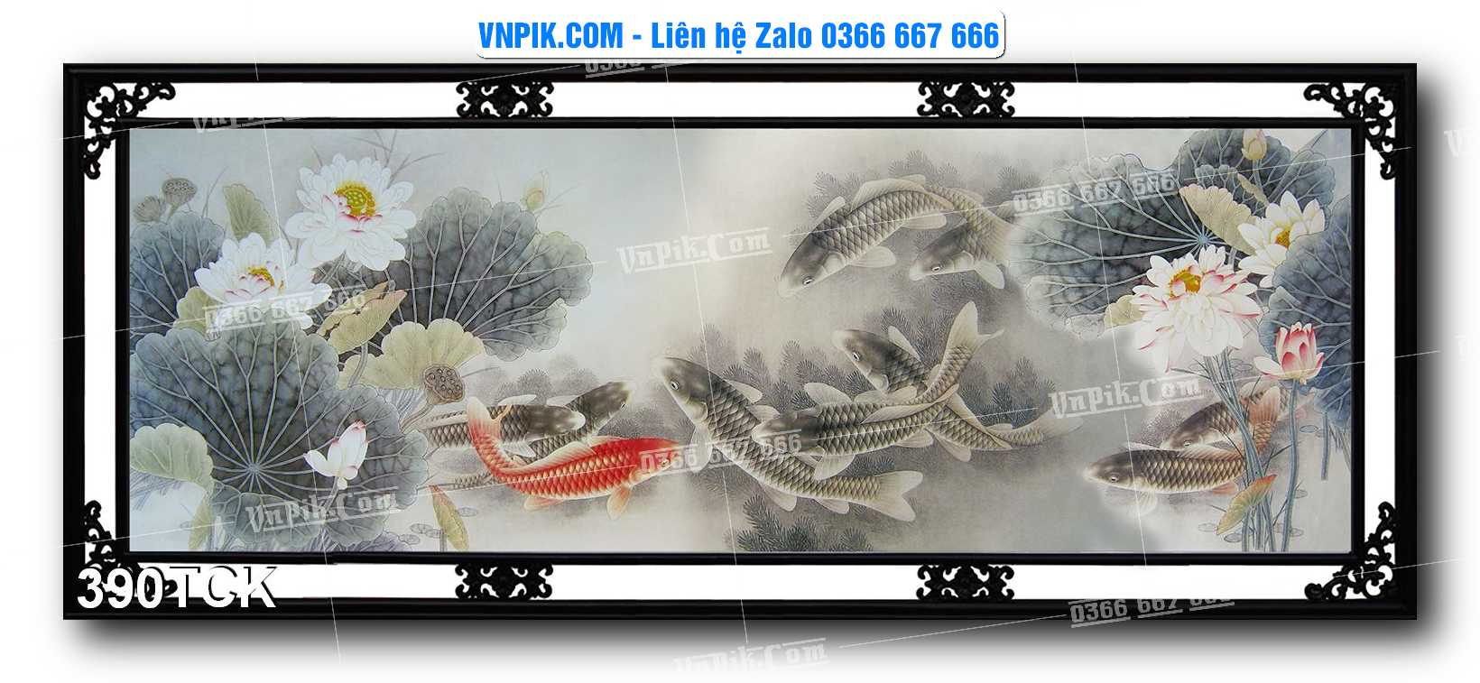 Tranh Hoa Sen – Cá Koi – Cá Chép  390TCK