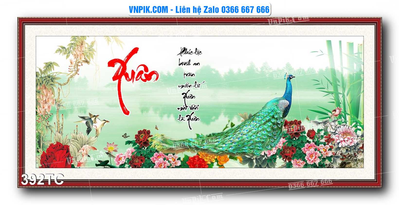Tranh Treo Tường – Chim Công Hoa Mẫu Đơn 392TC