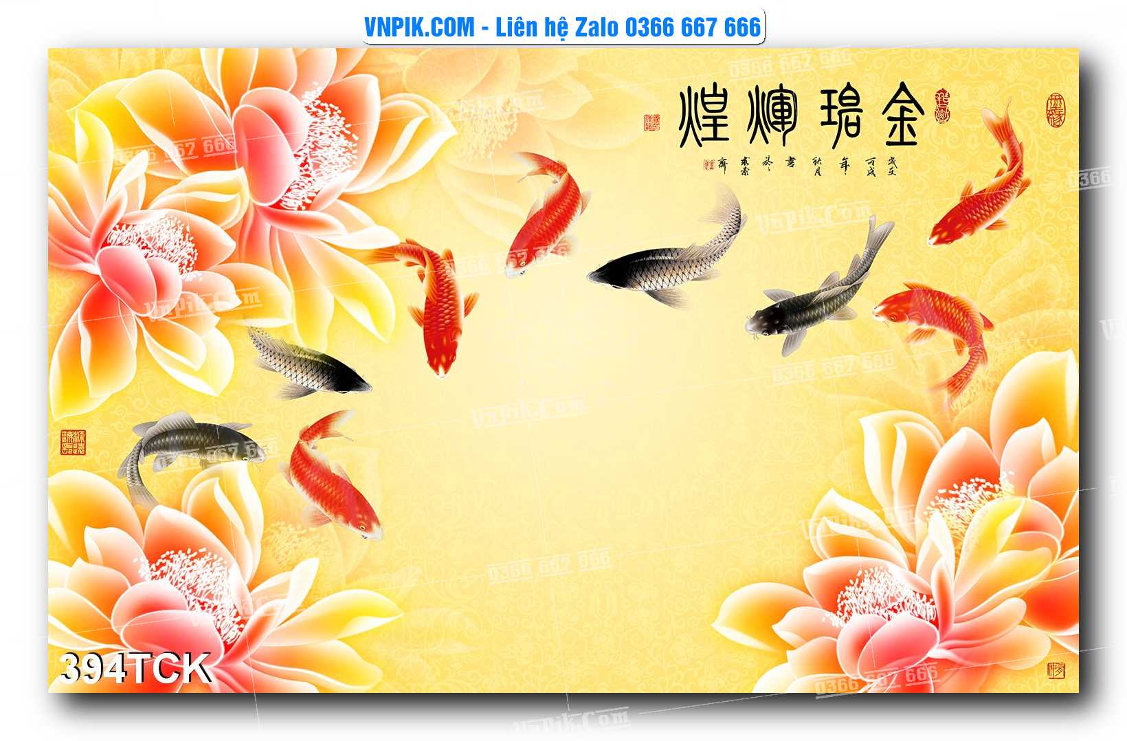 Tranh Hoa Sen – Cá Koi – Cá Chép  394TCK