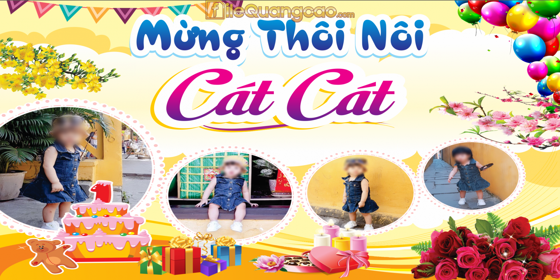 Phông Sinh nhật #6 Mừng Thôi Nôi CorelDRAW