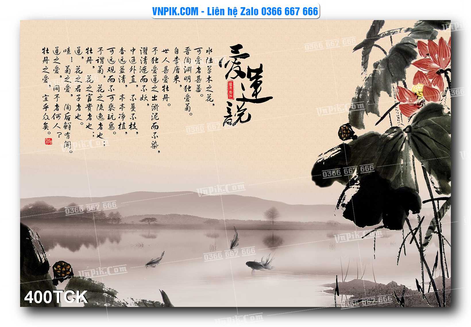 Tranh Hoa Sen – Cá Koi – Cá Chép  400TCK